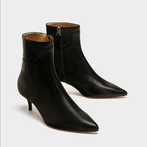 Zara black leather ankle boots. NEW